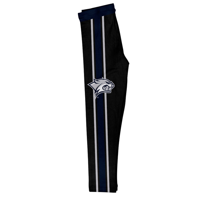 New Hampshire Wildcats UNH Vive La Fete Girls Game Day Black with Blue Stripes Leggings Tights