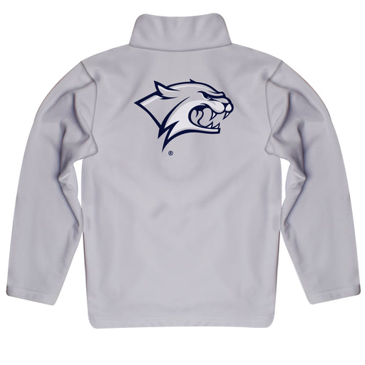 New Hampshire Wildcats UNH Vive La Fete Game Day Solid Gray Quarter Zip Pullover Sleeves - Vive La Fête - Online Apparel Store