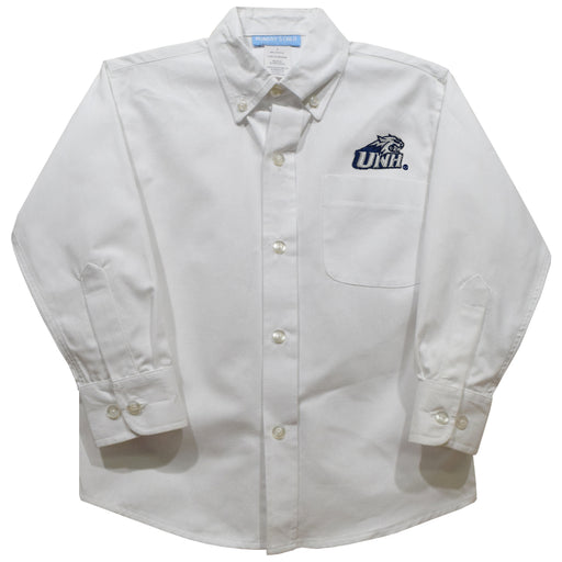 New Hampshire Wildcats UNH Embroidered White Long Sleeve Button Down Shirt