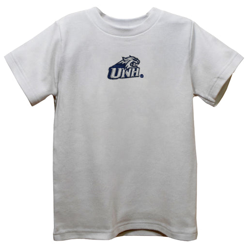 New Hampshire Wildcats UNH Embroidered White Short Sleeve Boys Tee Shirt