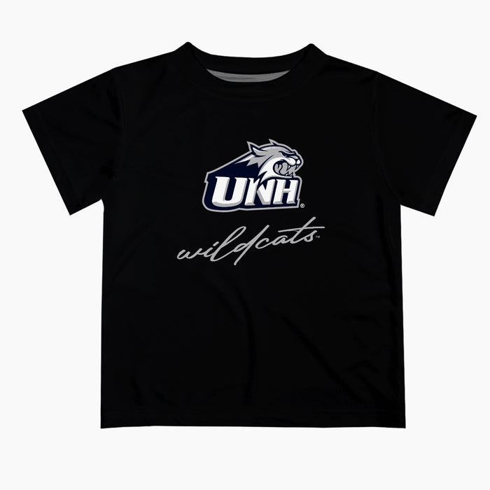 New Hampshire Wildcats UNH Vive La Fete Script V1 Black Short Sleeve Tee Shirt