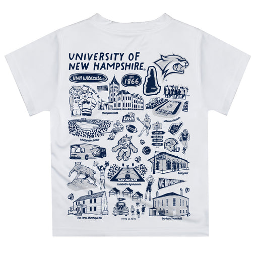 University of New Hampshire Wildcats UNH Hand Sketched Vive La Fete Impressions Artwork Boys Blue Short Sleeve Tee Shirt - Vive La Fête - Online Apparel Store