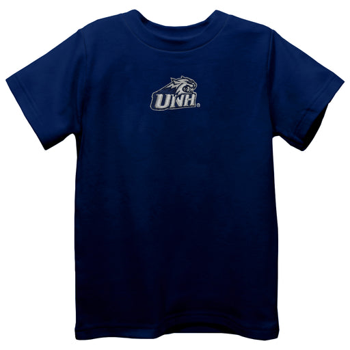 New Hampshire Wildcats UNH Embroidere Navy Knit Short Sleeve Boys Tee Shirt