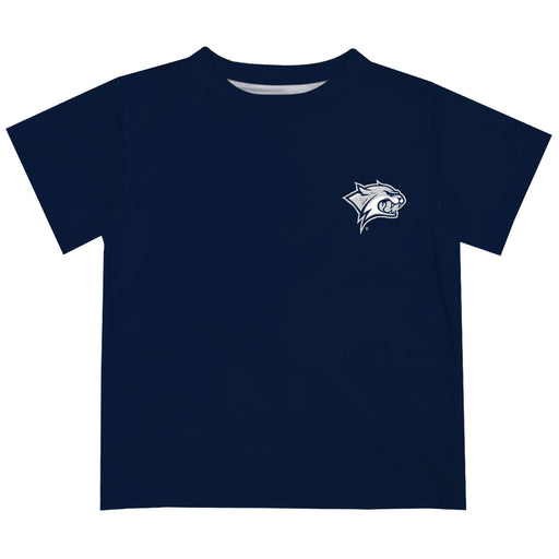 University of New Hampshire Wildcats UNH Hand Sketched Vive La Fete Impressions Artwork Boys Blue Short Sleeve Tee Shirt