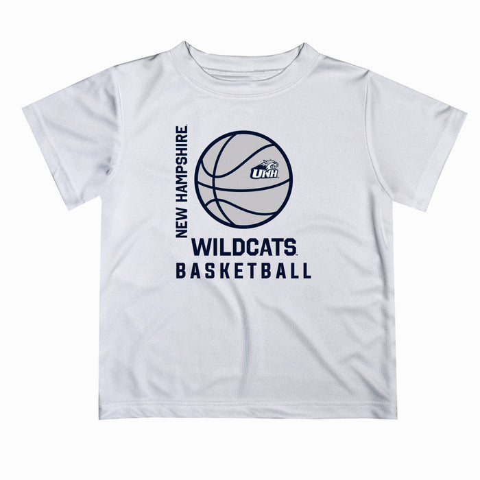 New Hampshire Wildcats UNH Vive La Fete Basketball V1 White Short Sleeve Tee Shirt