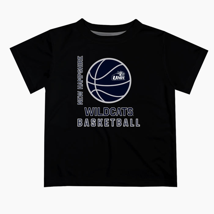 New Hampshire Wildcats UNH Vive La Fete Basketball V1 Black Short Sleeve Tee Shirt