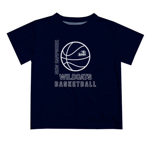 New Hampshire Wildcats UNH Vive La Fete Basketball V1 Blue Short Sleeve Tee Shirt