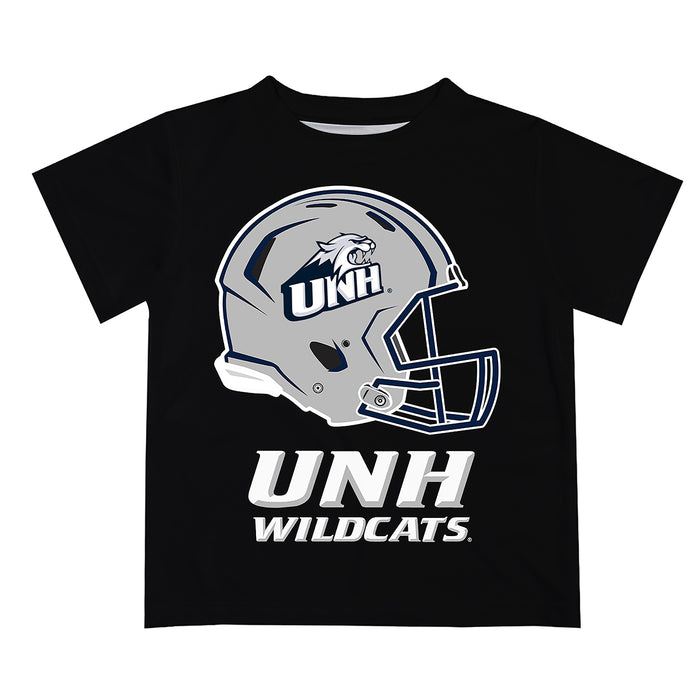 New Hampshire Wildcats UNH Original Dripping Football Helmet Black T-Shirt by Vive La Fete