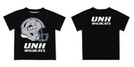 New Hampshire Wildcats UNH Original Dripping Football Helmet Blue T-Shirt by Vive La Fete - Vive La Fête - Online Apparel Store