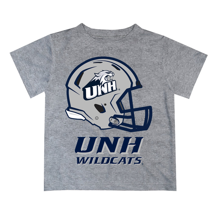 New Hampshire Wildcats UNH Original Dripping Football Helmet Heather Gray T-Shirt by Vive La Fete