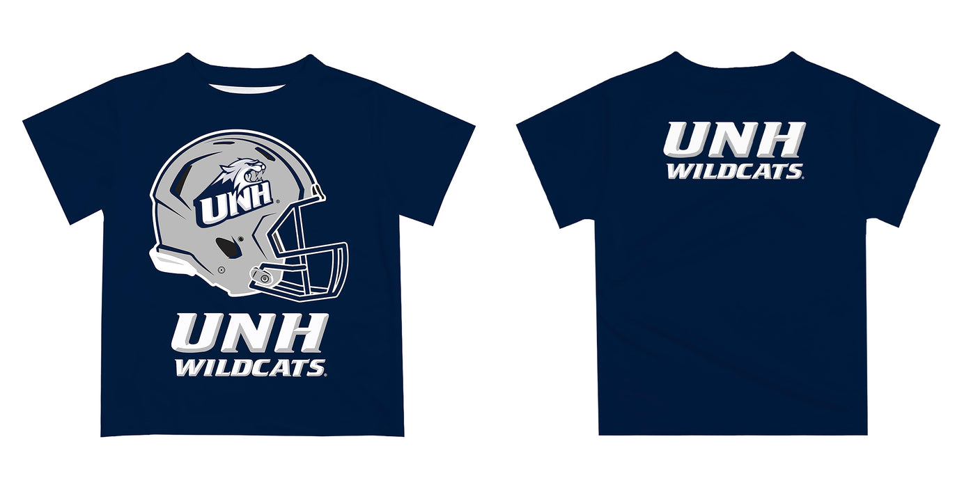 New Hampshire Wildcats UNH Original Dripping Football Helmet Blue T-Shirt by Vive La Fete - Vive La Fête - Online Apparel Store