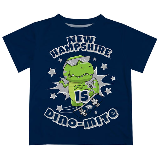 University of New Hampshire Wildcats UNH Vive La Fete Dino-Mite Boys Game Day Blue Short Sleeve Tee