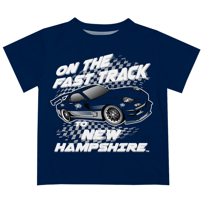 University of New Hampshire Wildcats UNH Vive La Fete Fast Track Boys Game Day Blue Short Sleeve Tee