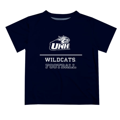New Hampshire Wildcats UNH Vive La Fete Football V1 Blue Short Sleeve Tee Shirt