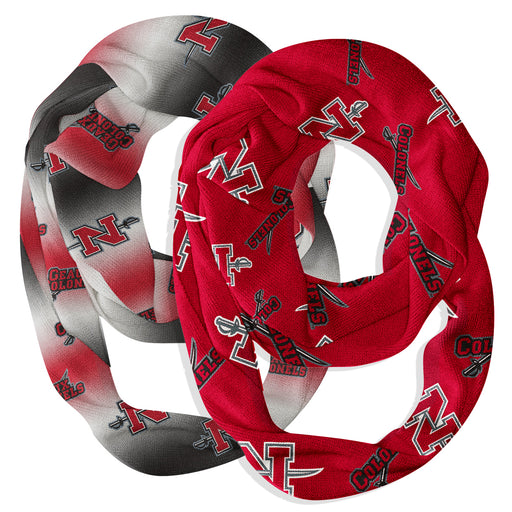 Nicholls State Colonels Vive La Fete All Over Logo Collegiate Women Set of 2 Light Weight Ultra Soft Infinity Scarfs