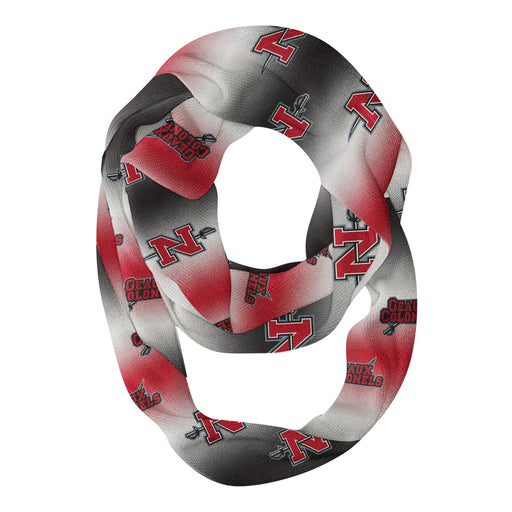 Nicholls State Colonels Vive La Fete All Over Logo Game Day Collegiate Women Ultra Soft Knit Infinity Scarf