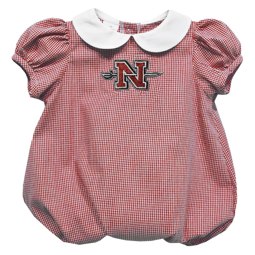 Nicholls State University Colones Embroidered Red Cardinal Girls Baby Bubble Short Sleeve