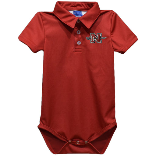 Nicholls State University Colones Embroidered Red Solid Knit Boys Polo Bodysuit