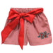 Nicholls State University Colones Embroidered Red Cardinal Gingham Girls Short with Sash
