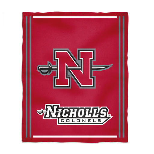 Nicholls State Colonels Vive La Fete Kids Game Day Red Plush Soft Minky Blanket 36 x 48 Mascot