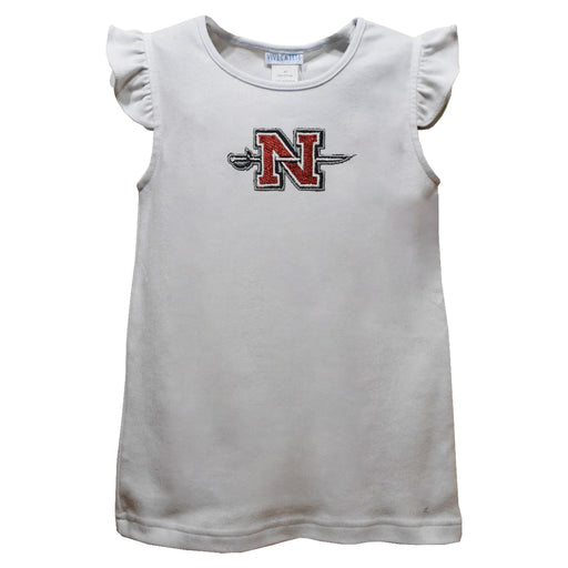 Nicholls State University Colones Embroidered White Knit Angel Sleeve