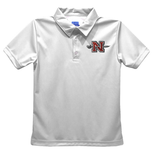 Nicholls State University Colones Embroidered White Short Sleeve Polo Box Shirt
