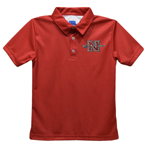 Nicholls State University Colones Embroidered Red Short Sleeve Polo Box Shirt