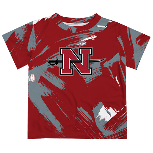 Nicholls State University Colones Vive La Fete Boys Game Day Red Short Sleeve Tee Paint Brush