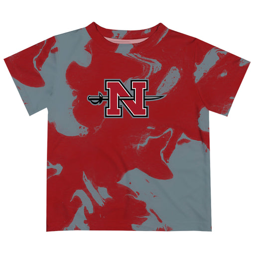 Nicholls State University Colones Vive La Fete Marble Boys Game Day Red Short Sleeve Tee