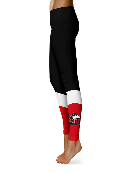 Northern Illinois Huskies Vive la Fete Game Day Collegiate Ankle Color Block Women Black Red Yoga Leggings - Vive La Fête - Online Apparel Store