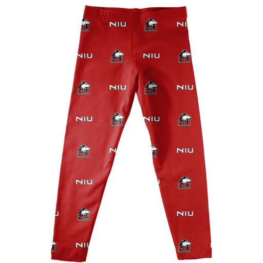 Northern Illinois Huskies Vive La Fete Girls Game Day All Over Logo Elastic Waist Classic Play Red Leggings Tights - Vive La Fête - Online Apparel Store