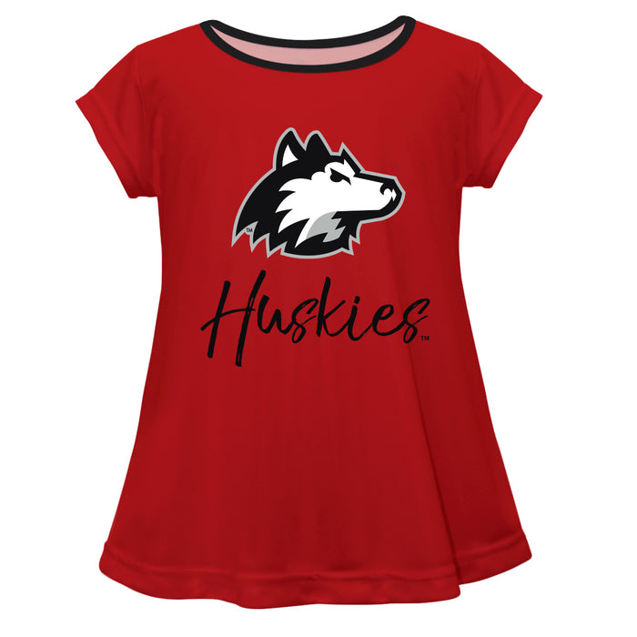 Northern Illinois Huskies Vive La Fete  Girls Game Day Short Sleeve Red Top with School Mascot and Name - Vive La Fête - Online Apparel Store