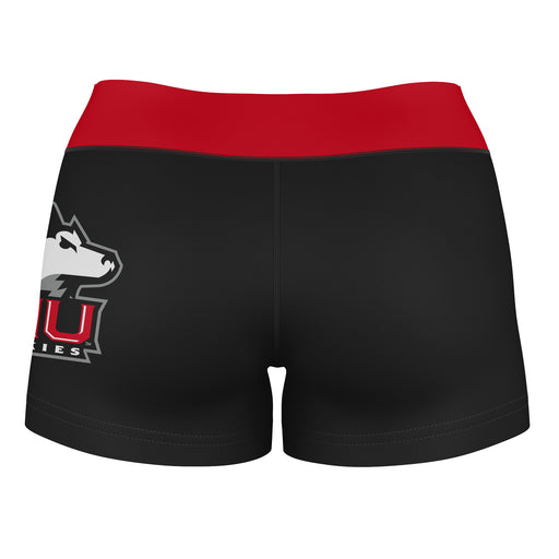 NIU Huskies Vive La Fete Game Day Logo on Thigh and Waistband Black and Red Women Yoga Booty Workout Shorts 3.75 Inseam" - Vive La Fête - Online Apparel Store