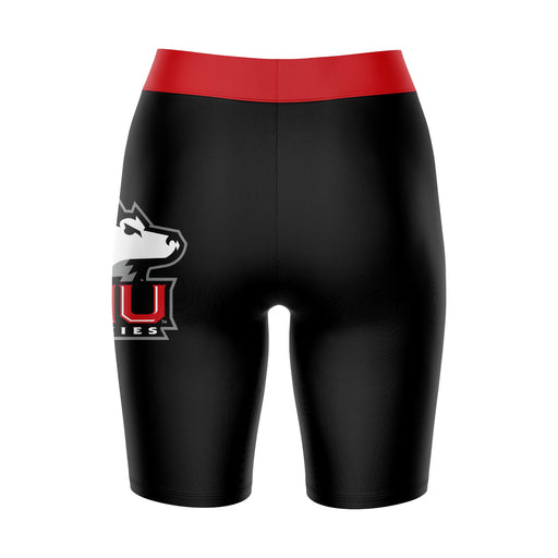 NIU Huskies Vive La Fete Game Day Logo on Thigh and Waistband Black and Red Women Bike Short 9 Inseam" - Vive La Fête - Online Apparel Store