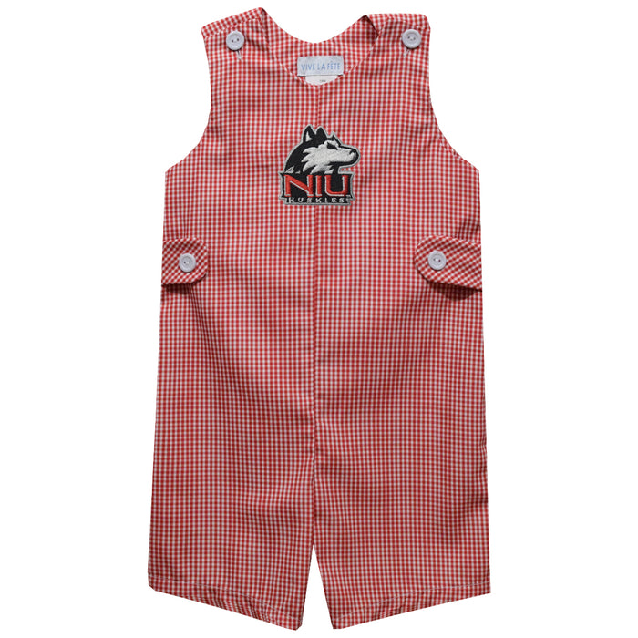 Northern Illinois Huskies Embroidered Red Cardinal Gingham Boys Jon Jon