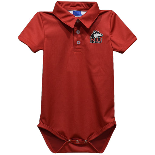 Northern Illinois Huskies Embroidered Red Solid Knit Polo Onesie
