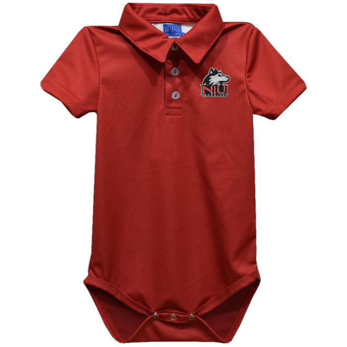 Northern Illinois Huskies Embroidered Red Solid Knit Polo Onesie