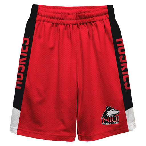 Northern Illinois Huskies Vive La Fete Game Day Red Stripes Boys Solid Black Athletic Mesh Short