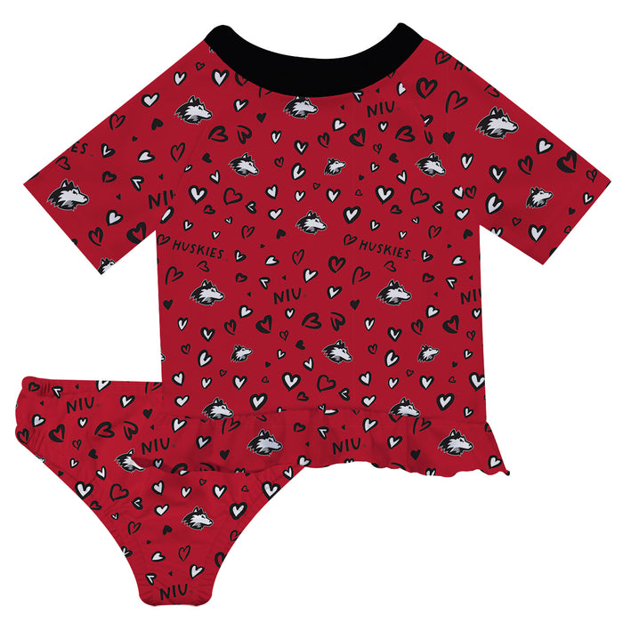 Northern Illinois Huskies Vive La Fete All Over Logo Red Long Sleeve Bikini Set