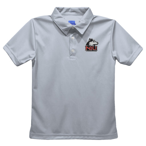 Northern Illinois Huskies Embroidered Gray Short Sleeve Polo Box Shirt