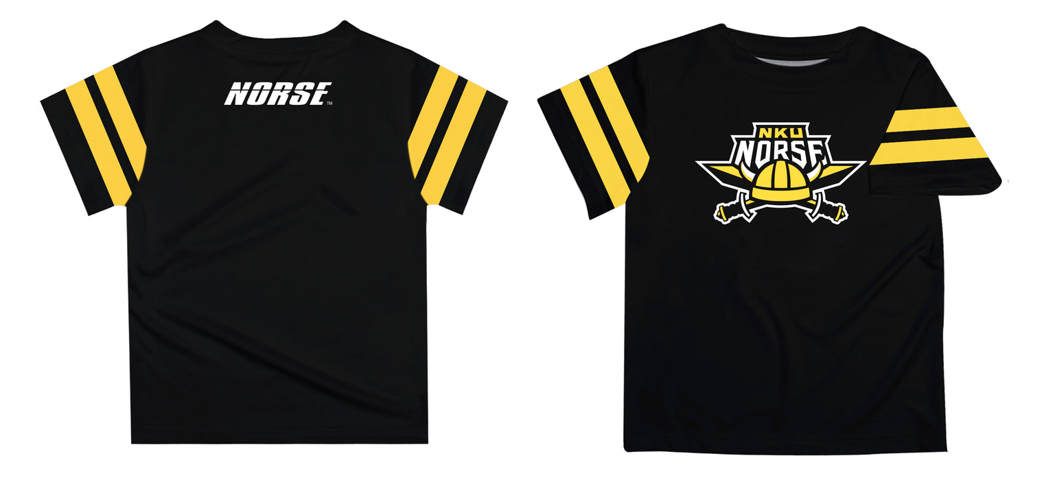 Northern Kentucky Norse Vive La Fete Boys Game Day Black Short Sleeve Tee with Stripes on Sleeves - Vive La Fête - Online Apparel Store