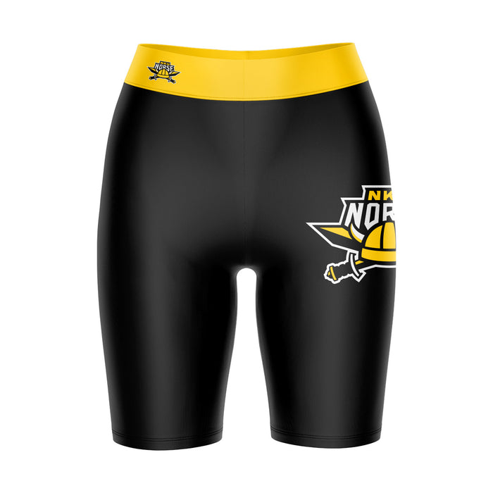 Northern Kentucky Norse Vive La Fete Game Day Logo on Thigh and Waistband Black and Gold Women Bike Short 9 Inseam"