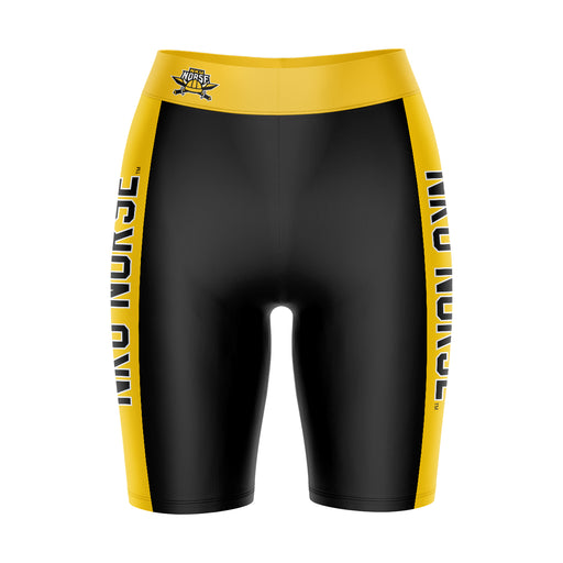 Northern Kentucky Norse Vive La Fete Game Day Logo on Waistband and Gold Stripes Black Women Bike Short 9 Inseam"