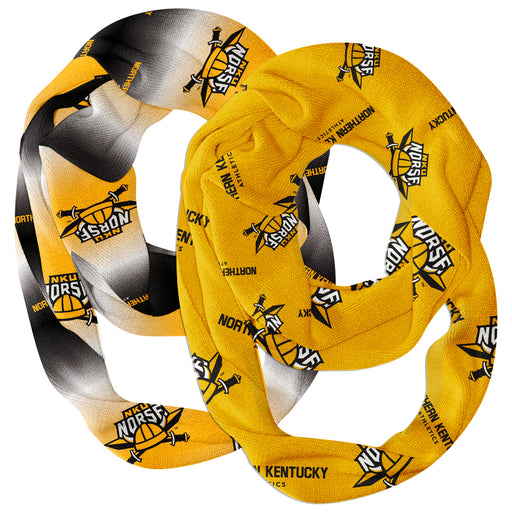 Northern Kentucky Norse Vive La Fete All Over Logo Collegiate Women Set of 2 Light Weight Ultra Soft Infinity Scarfs