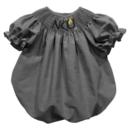 Northern Kentucky Norse  Smocked Black Gingham Short Sleeve Girls Bubble
