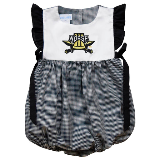 Northern Kentucky Norse Embroidered Black Gingham Short Sleeve Girls Bubble