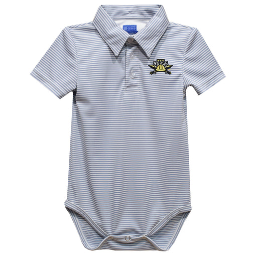 Northern Kentucky Norse Embroidered Gray Stripe Knit Polo Onesie