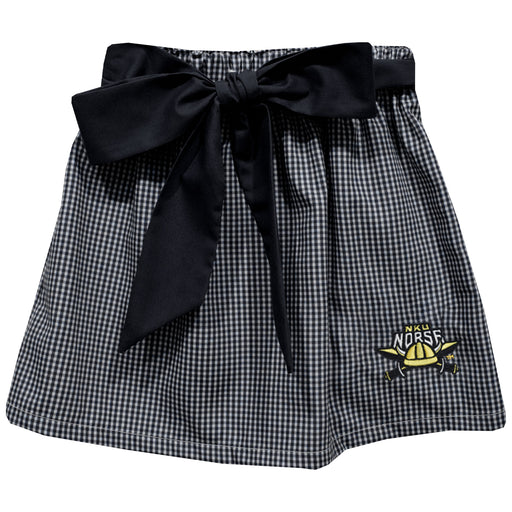 Northern Kentucky Norse Embroidered Black Gingham Skirt With Sash