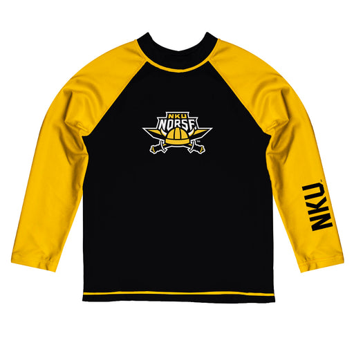 Northern Kentucky Norse Vive La Fete Logo Black Gold Long Sleeve Raglan Rashguard