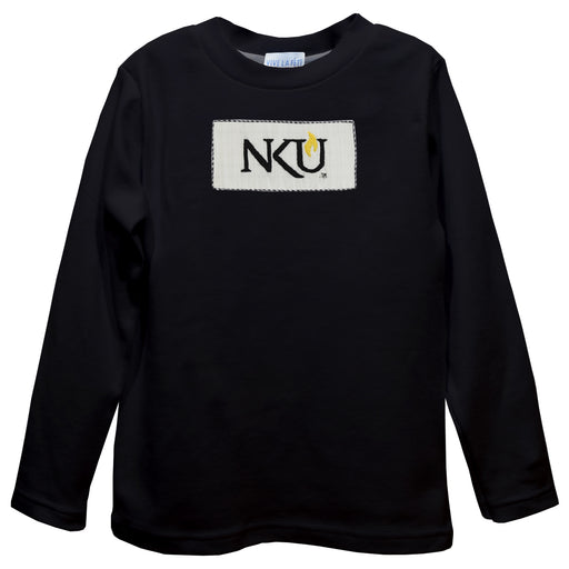 Northern Kentucky Norse Smocked Black Knit Long Sleeve Boys Tee Shirt